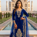 hand embroidered silk & velvet formal ensemble
