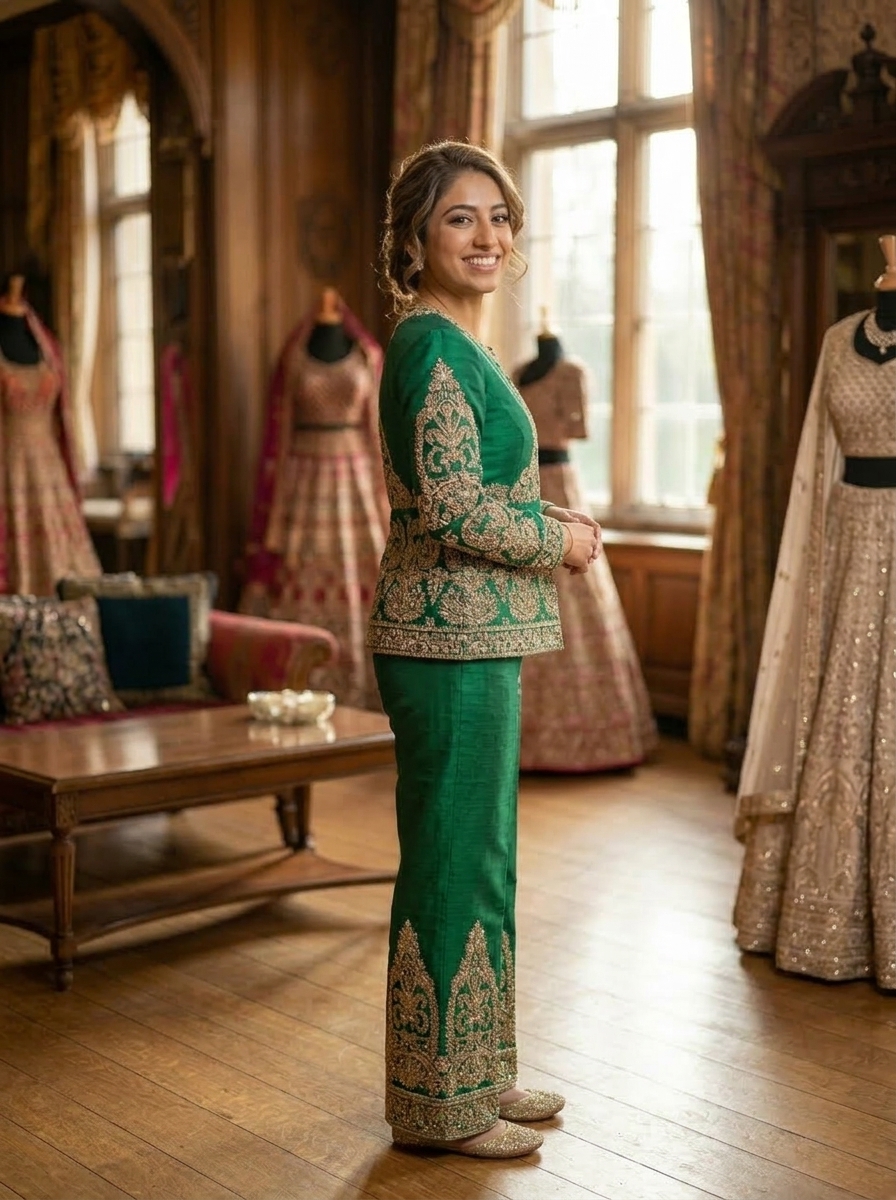 elegant emerald green hand embroidered formal suit elegant emerald green hand embroidered formal suit