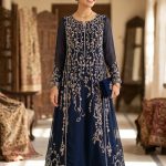 midnight sultana: hand embellished navy chiffon pishwas